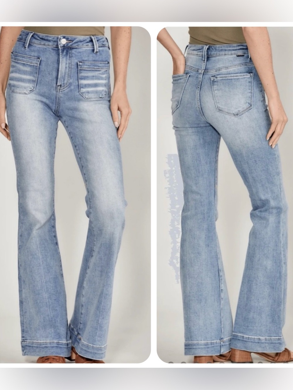 Risen Jeans Women's 27 Light Blue High-Rise Flare Wide Leg LIKE NEW!